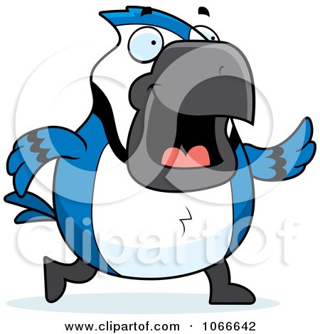 Clipart Pudgy Blue Jay Walking - Royalty Free Vector Illustration by Cory Thoman