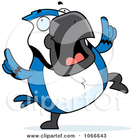 Clipart Pudgy Blue Jay Dancing - Royalty Free Vector Illustration by Cory Thoman