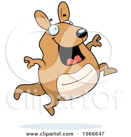 Clipart Pudgy Kangaroo Jumping - Royalty Free Vector Illustration by Cory Thoman