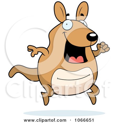 Clipart Pudgy Kangaroo Running - Royalty Free Vector Illustration by Cory Thoman