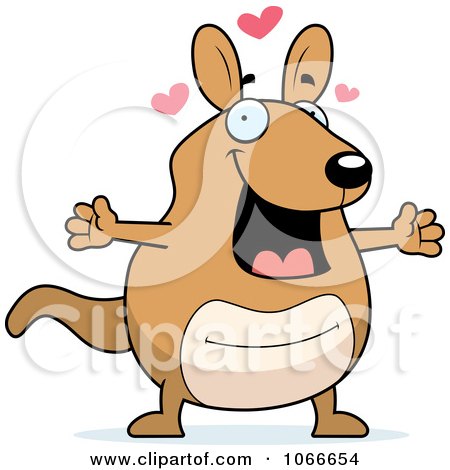 Clipart Pudgy Kangaroo With Open Arms - Royalty Free Vector Illustration by Cory Thoman
