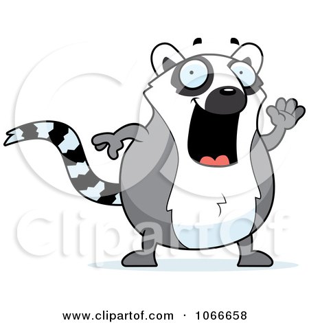 Clipart Pudgy Lemur Waving - Royalty Free Vector Illustration by Cory Thoman