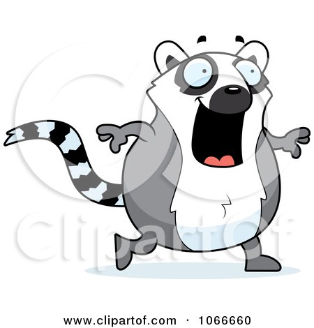 Clipart Pudgy Lemur Walking - Royalty Free Vector Illustration by Cory Thoman