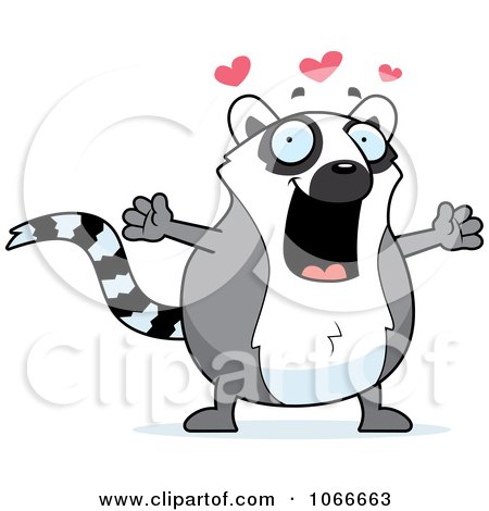 Clipart Pudgy Lemur With Open Arms - Royalty Free Vector Illustration by Cory Thoman