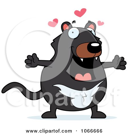 Clipart Pudgy Tazmanian Devil With Open Arms - Royalty Free Vector Illustration by Cory Thoman