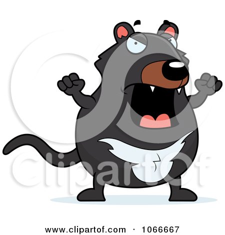 Clipart Pudgy Mad Tazmanian Devil - Royalty Free Vector Illustration by Cory Thoman