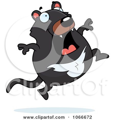 Clipart Pudgy Tazmanian Devil Jumping - Royalty Free Vector Illustration by Cory Thoman