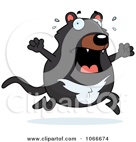 Clipart Pudgy Tazmanian Devil Running Scared - Royalty Free Vector Illustration by Cory Thoman