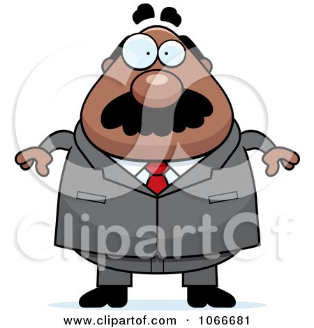 Clipart Pudgy Black Businessman - Royalty Free Vector Illustration by Cory Thoman