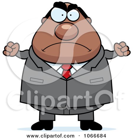 Clipart Pudgy Mad Black Businessman - Royalty Free Vector Illustration by Cory Thoman