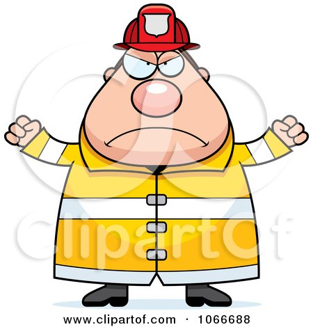 Clipart Pudgy Mad Fireman - Royalty Free Vector Illustration by Cory Thoman