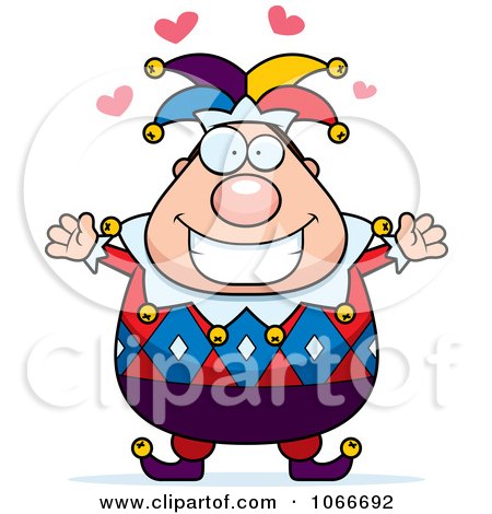 Clipart Pudgy Jester With Open Arms - Royalty Free Vector Illustration by Cory Thoman