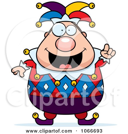 Clipart Pudgy Jester With An Idea - Royalty Free Vector Illustration by Cory Thoman