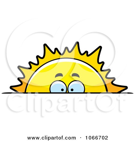 Clipart Sun Rising And Looking Over The Horizon - Royalty Free Vector Illustration by Cory Thoman