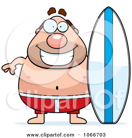 Clipart Pudgy Male Surfer - Royalty Free Vector Illustration by Cory Thoman