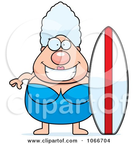 Clipart Pudgy Granny Surfer - Royalty Free Vector Illustration by Cory Thoman