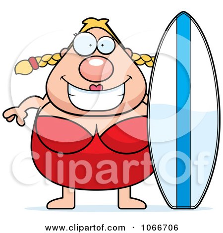 Clipart Pudgy Female Surfer - Royalty Free Vector Illustration by Cory Thoman