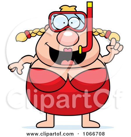 Clipart Pudgy Female Snorkeler With An Idea - Royalty Free Vector Illustration by Cory Thoman