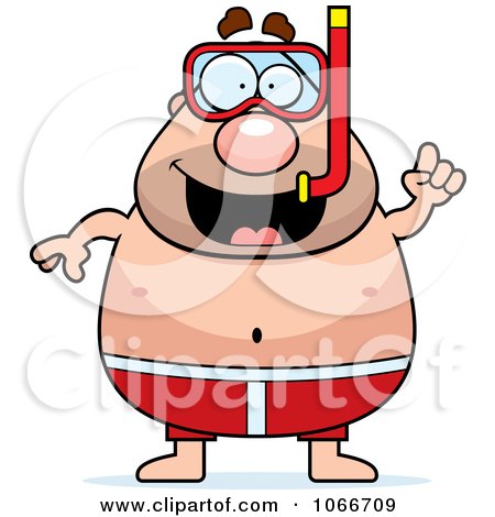 Clipart Pudgy Male Snorkeler With An Idea - Royalty Free Vector Illustration by Cory Thoman