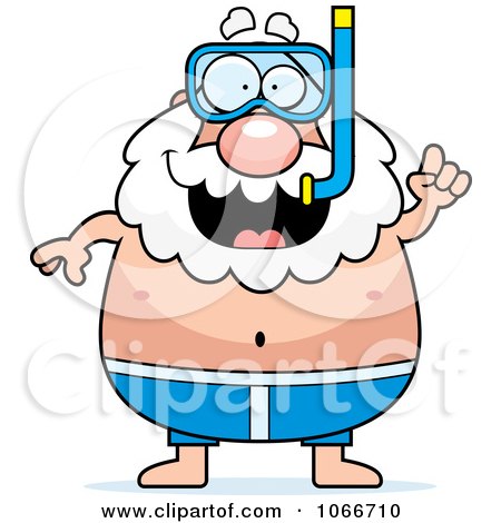 Clipart Pudgy Grandpa Snorkeler With An Idea - Royalty Free Vector Illustration by Cory Thoman
