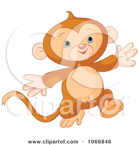 Clipart Cute Baby Monkey Running - Royalty Free Vector Illustration by Pushkin