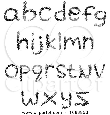 Clipart Black Scribbled Lowercase Letters - Royalty Free Vector Illustration by yayayoyo