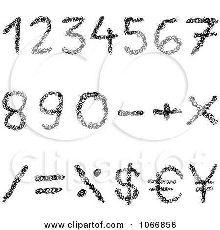 Clipart Black Scribble Arithmetic Symbols - Royalty Free Vector Illustration by yayayoyo