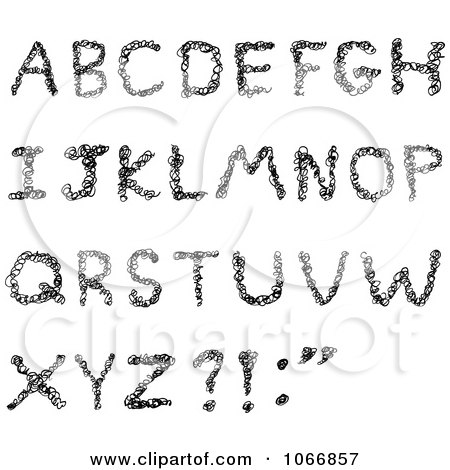 Clipart Black Scribbled Capital Letters - Royalty Free Vector Illustration by yayayoyo