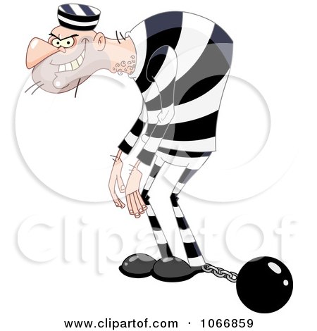 Clipart Grinning Convict In Prison - Royalty Free Vector Illustration by yayayoyo