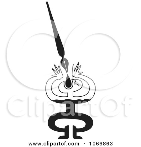 Clipart Man Swallowing Dripping Ink From A Pen - Royalty Free Vector Illustration by Zooco