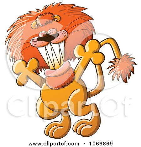 Clipart Greeting Lion With Open Arms - Royalty Free Vector Illustration by Zooco