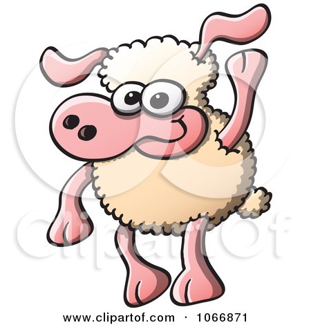 Clipart Waving Sheep - Royalty Free Vector Illustration by Zooco
