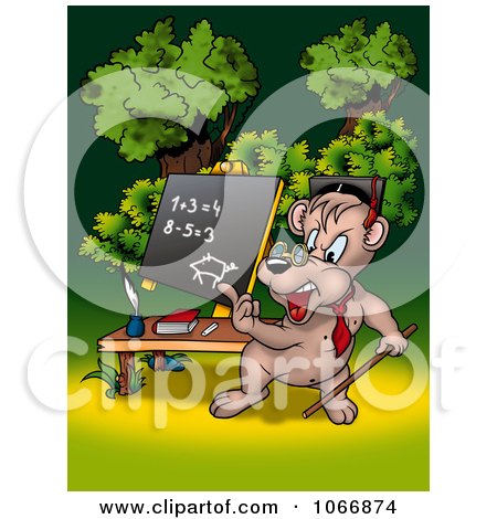 Clipart Bear Teaching Math - Royalty Free Illustration by dero
