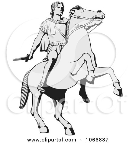 Clipart Alex The Great On A Rearing Horse - Royalty Free Vector Illustration by Any Vector