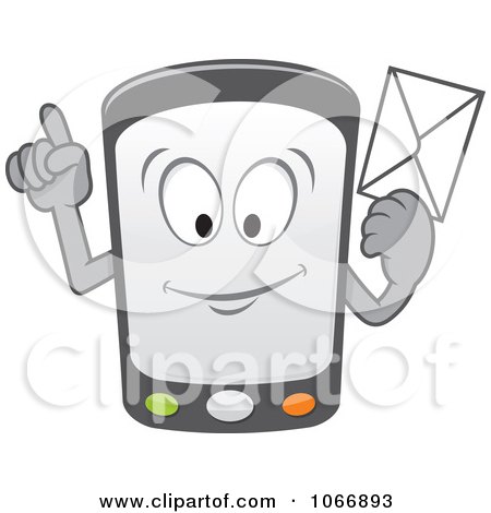 Clipart Cell Phone Character With A Message - Royalty Free Vector Illustration by Any Vector