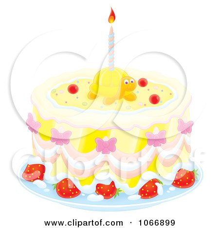 Clipart Turtle Birthday Cake - Royalty Free Illustration by Alex Bannykh