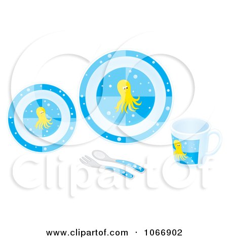 Clipart Octopus Dishes - Royalty Free Illustration by Alex Bannykh