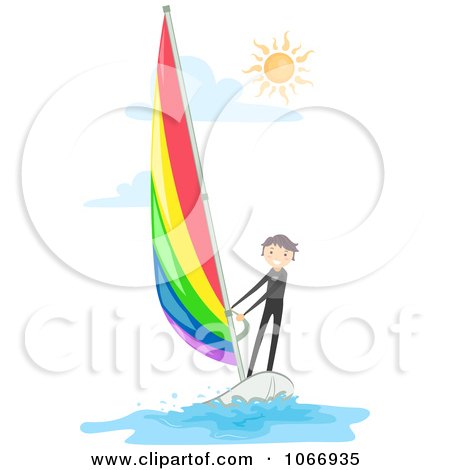 Clipart Stick Boy Wind Surfing - Royalty Free Vector Illustration by BNP Design Studio