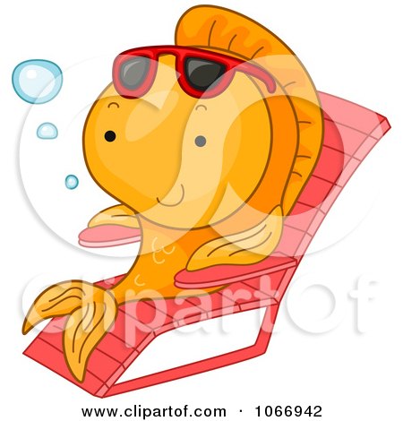 Clipart Sun Bathing Goldfish - Royalty Free Vector Illustration by BNP Design Studio