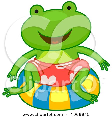 Clipart Frog On An Inner Tube - Royalty Free Vector Illustration by BNP Design Studio