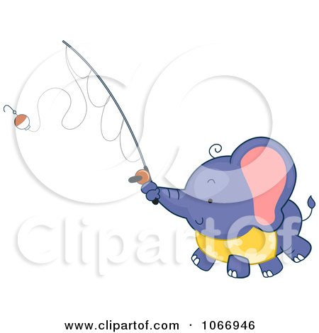Clipart Fishing Elephant - Royalty Free Vector Illustration by BNP Design Studio