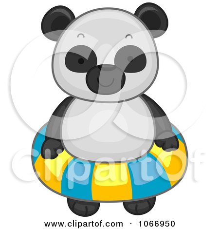 Clipart Panda With An Inner Tube - Royalty Free Vector Illustration by BNP Design Studio
