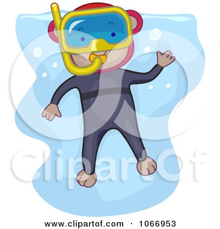 Clipart Snorkeling Monkey - Royalty Free Vector Illustration by BNP Design Studio