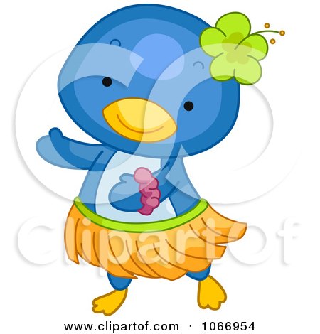 Clipart Penguin Hula Dancing - Royalty Free Vector Illustration by BNP Design Studio