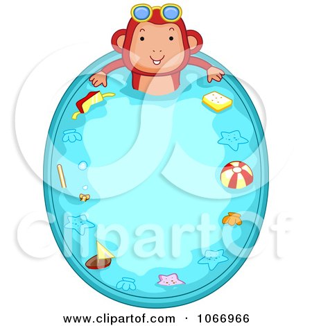 Clipart Monkey In A Swimming Pool - Royalty Free Vector Illustration by BNP Design Studio