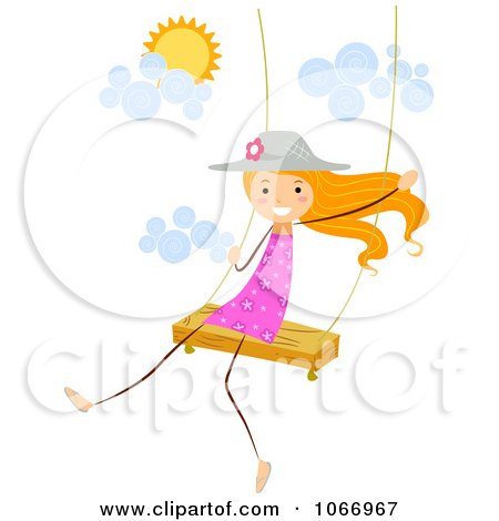 Clipart Stick Girl Swinging - Royalty Free Vector Illustration by BNP Design Studio