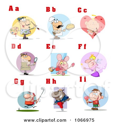Clipart Alphabet Letters And Pictures A Through I - Royalty Free Vector Illustration by Hit Toon