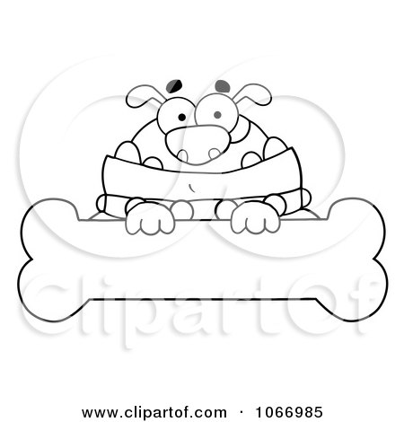 Clipart Outlined Bulldog And Bone Sign - Royalty Free Vector Illustration by Hit Toon