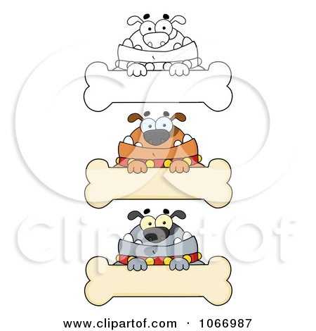 Clipart Bulldog Bone Signs - Royalty Free Vector Illustration by Hit Toon