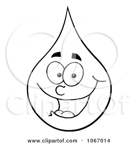 Clipart Happy Outlined Waterdrop - Royalty Free Vector Illustration by Hit Toon